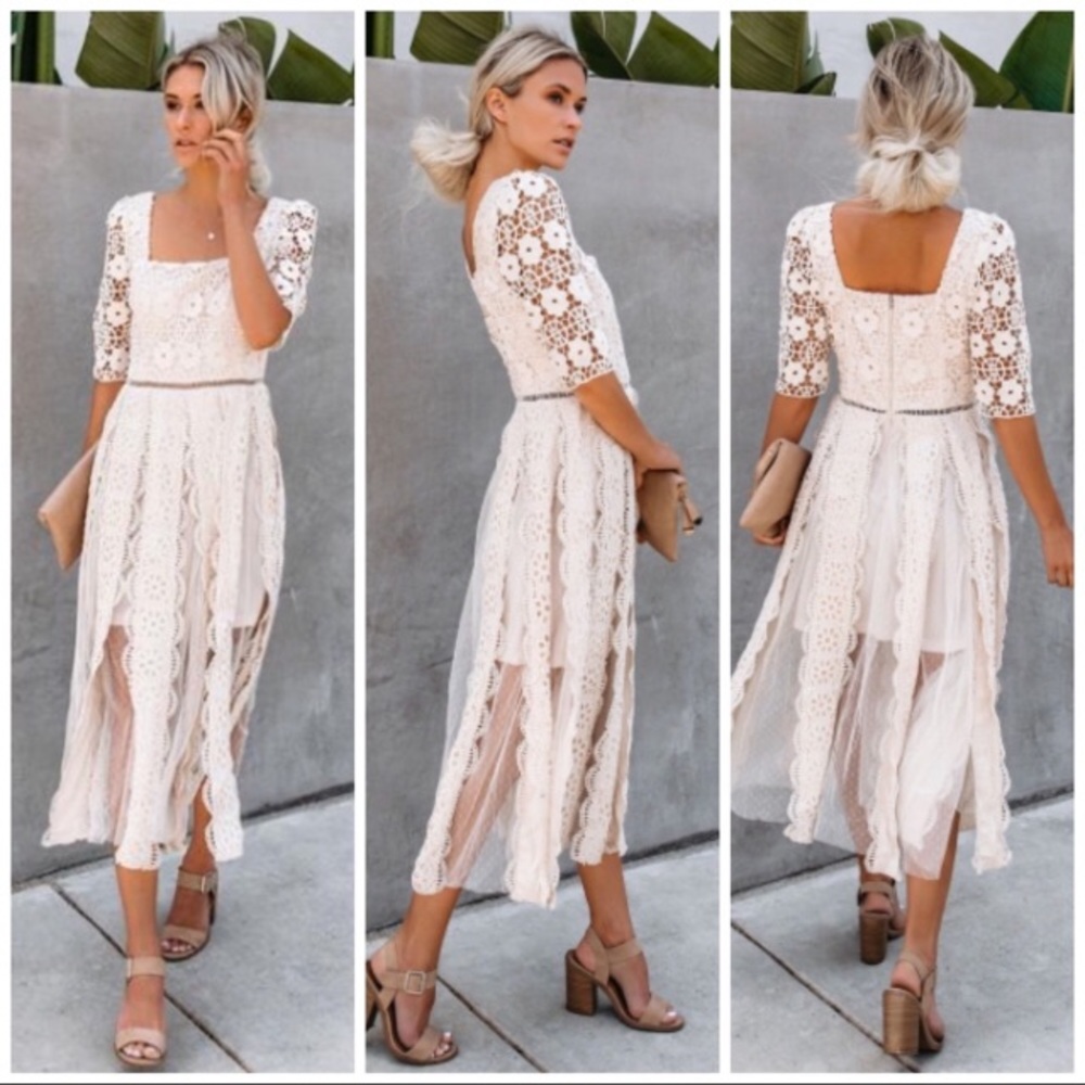 Vici white lace overlay dress
